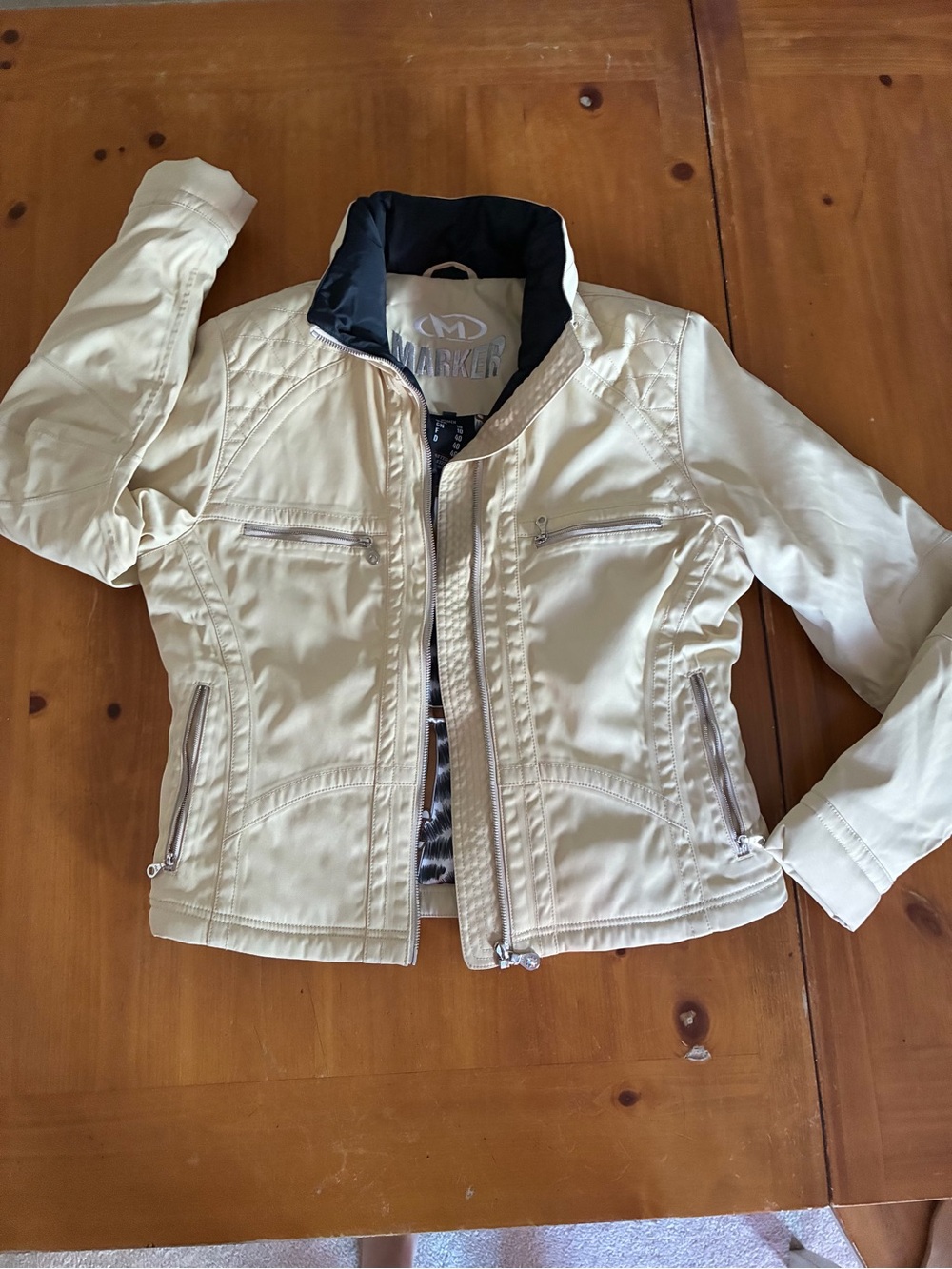 Marker Cream Women's Zip-Up Bomber Jacket Size 10